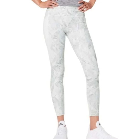 Lululemon Breezy Dot Tights 25" High Rise Mesh Accent Leggings Jasmine White 4 - Picture 1 of 14